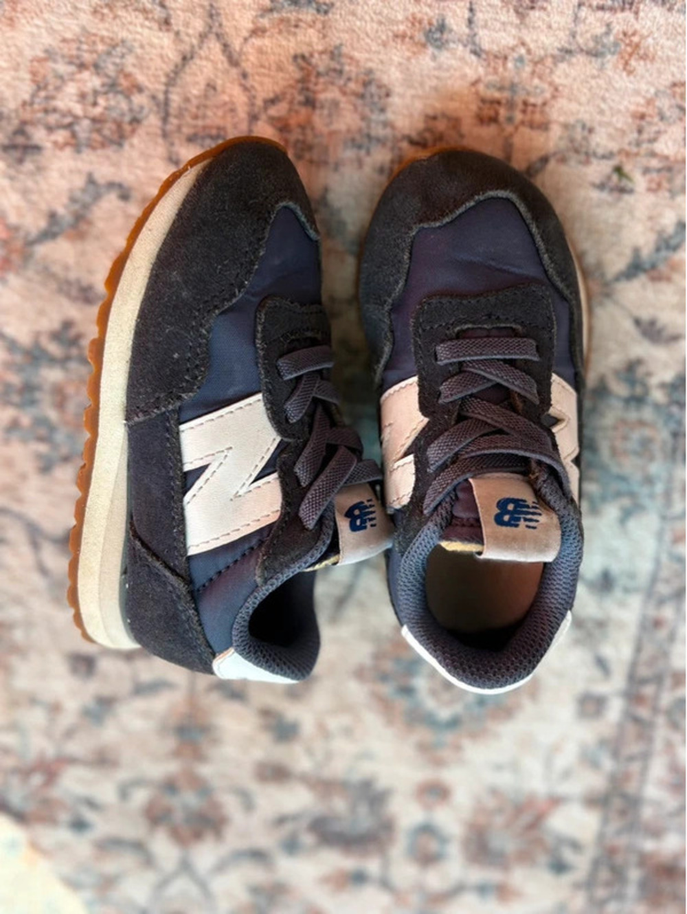 Toddler Size 7 USA Blue & Cream New Balance Slip Ons Sneakers